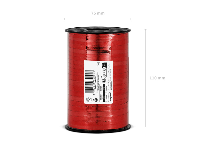 Gavebånd, rød, metallisk 5mm/225m