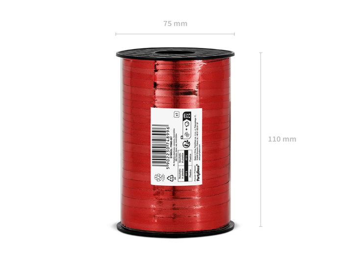 Gavebånd, rød, metallisk 5mm/225m