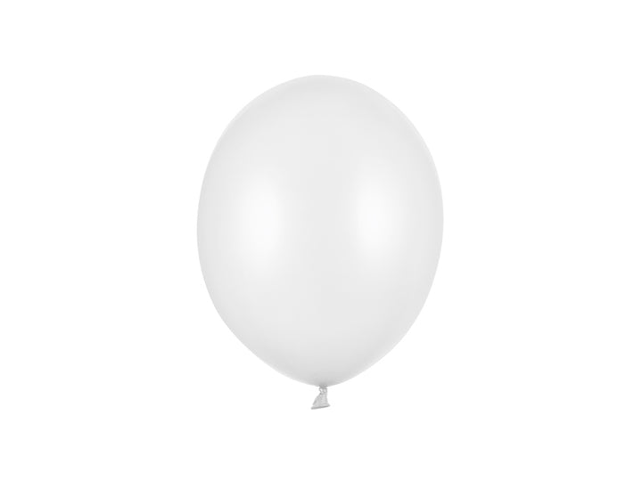 Lateksballonger, hvit metallic, 23 cm, 10, 25, 50 el. 100 stk.