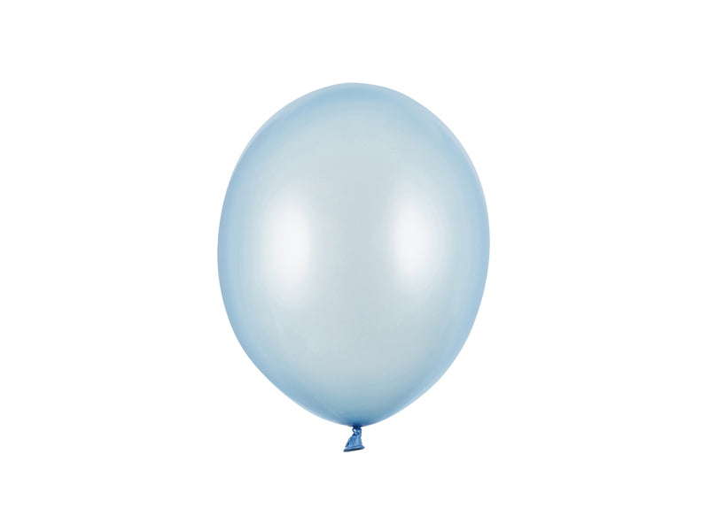 Lateksballonger, lyseblå metallic, 23 cm, 10, 25, 50 el. 100 stk.