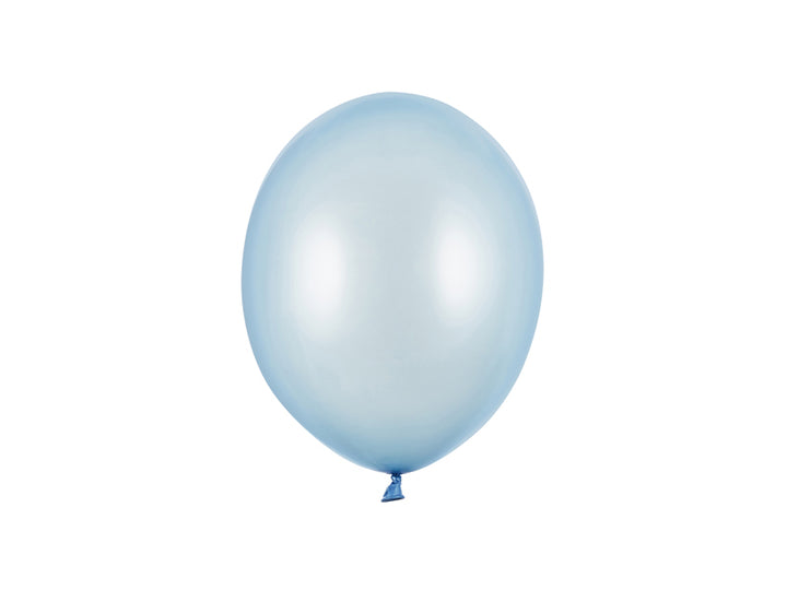 Lateksballonger, lyseblå metallic, 23 cm, 10, 25, 50 el. 100 stk.
