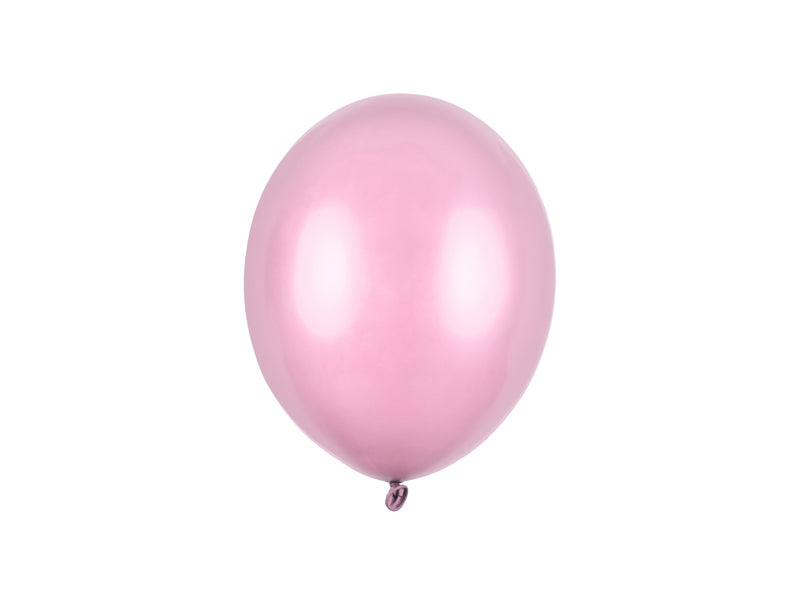 Lateksballonger, lyserosa metallic, 23 cm, 10, 25, 50 el. 100 stk.